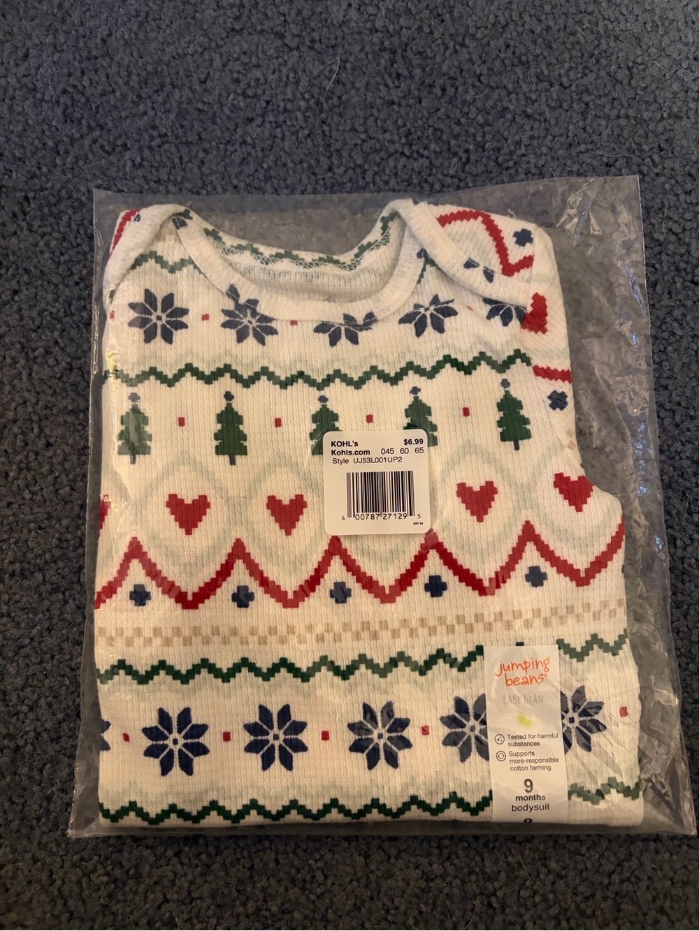 New 9 months  jumping beans Christmas bodysuit